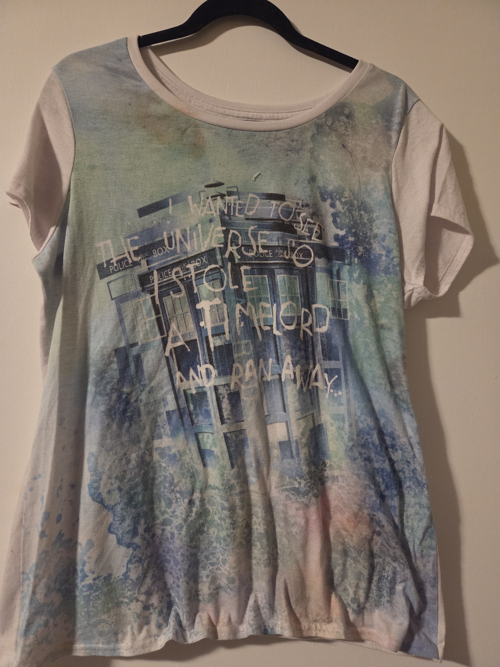 Pastel Multicolor Graphic Tee with TARDIS Print